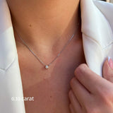 Diamond Solitaire Necklace in 14K White Gold