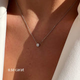 Diamond Solitaire Necklace in 14K White Gold