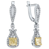 One of A Kind 2.57 Carat Fancy Yellow and White Diamond Earrings