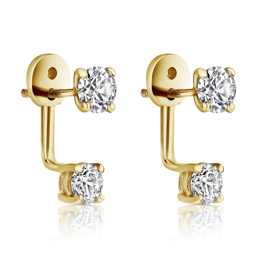 Cupid Diamond Ear Jackets Set in 14K Yellow Gold – shlomitrogel