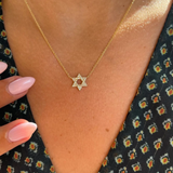 Star of David Diamond Pendant in 14K Yellow Gold