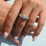 2.60 Carat GIA 3 Row Diamond Ring in White Gold