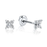 Diamond Flower Petal Stud Earrings. - Yellow gold