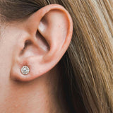 Mini Halo Diamond Earrings
