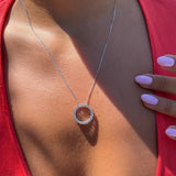 14K White Gold Lir Diamond Necklace