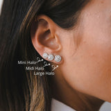 Mini Halo Diamond Earrings