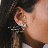 Mini Halo Diamond Earrings