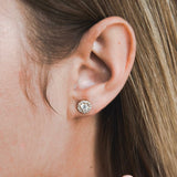 Large Diamond Halo Earrings in Yellow Gold