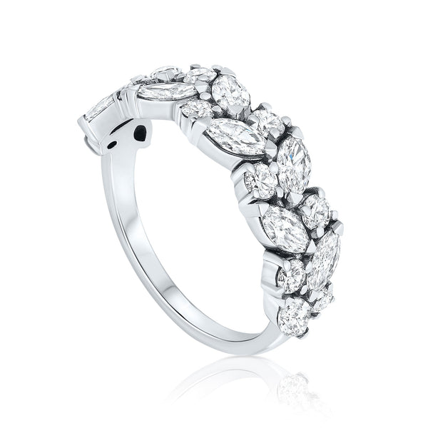 1.80 Carat Marquise and Round Diamond Lor Ring