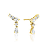 1.20 Carat Pear and Round Diamond Stud Earrings