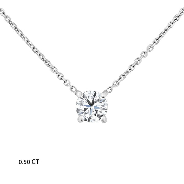 Diamond Solitaire Necklace in 14K White Gold