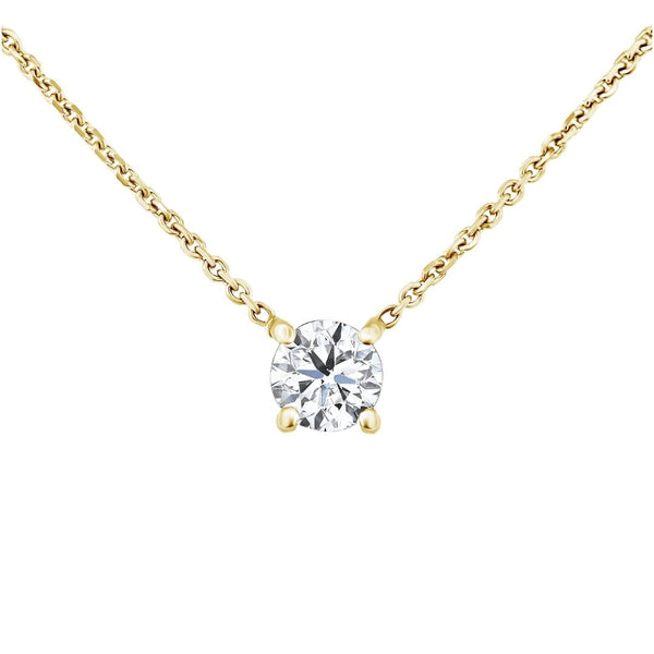 Diamond Solitaire Necklace in 14K Yellow Gold