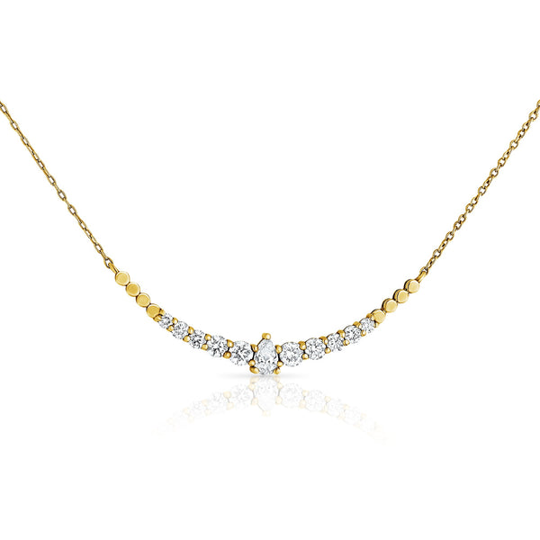 0.95 Carat Pear and Round Diamond Lor Necklace
