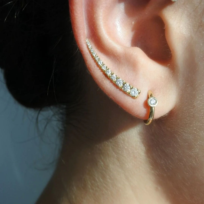 Diamond Climber Earring in Yellow Gold