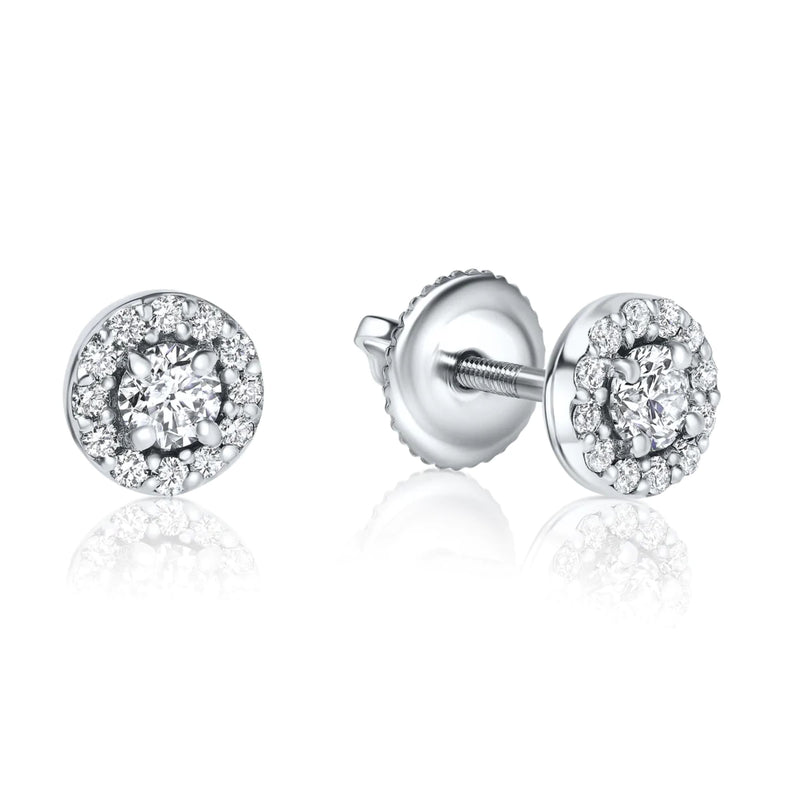 Mini Halo Diamond Earrings