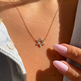 Star of David Diamond Pendant in 14K Rose Gold