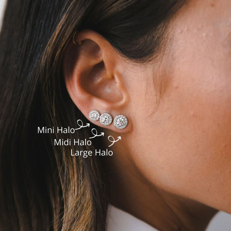 Midi Halo Diamond Earrings