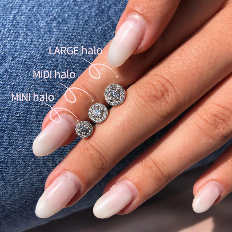 Mini Halo Diamond Earrings