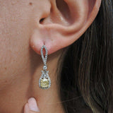 One of A Kind 2.57 Carat Fancy Yellow and White Diamond Earrings