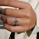 One of A Kind Sapphire and Diamonds Ring in White Gold