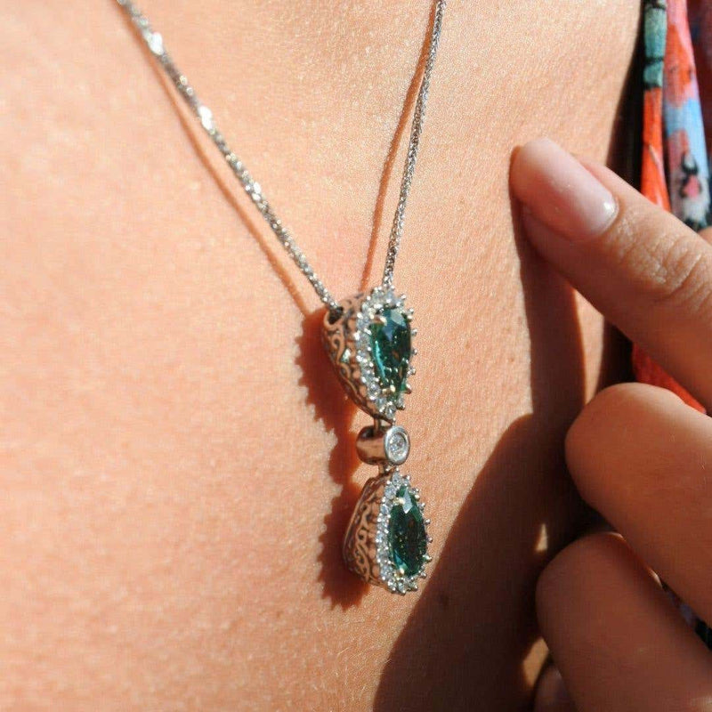 One of A Kind Zambian Emerald Diamond Pendant