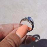 One of A Kind Blue Sapphire and Diamond Ring