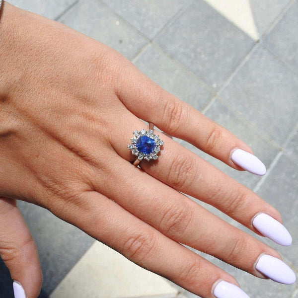One of A Kind 3.09 Carat Blue Sapphire and Diamond Ring