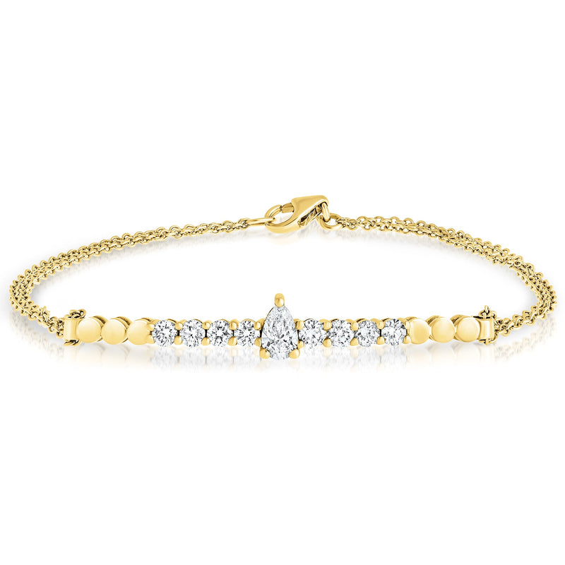 0.60 Carat Pear and Round Diamond Lor Bracelet