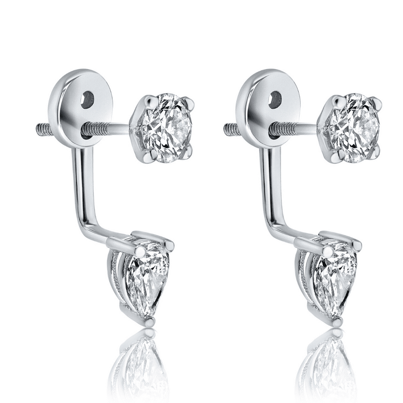 Cupid Pear & round. Diamond Ear Jackets set