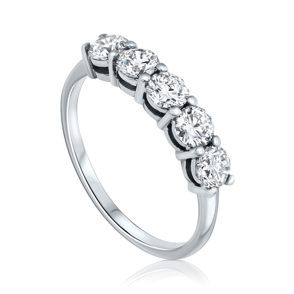 1.00 Carat 5 Stone Diamond Wedding Ring - shlomitrogel