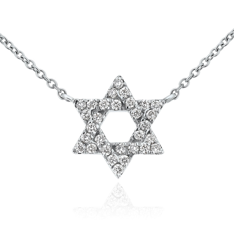 Star of David Diamond Pendant in 14K White Gold