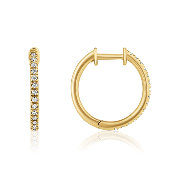 Midi Pave Diamonds Hoops - yellow gold